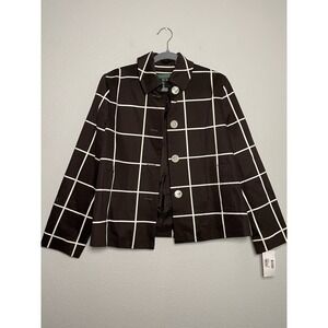 Ralph Lauren Jacket Blazer Black White Striped Women's Petite‎ Large NWT